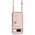 For Google Pixel 8 Organ Card Bag Ring Holder Phone Case with Long Lanyard(Pink) - 2