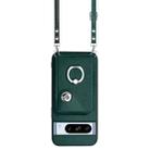 For Google Pixel 8 Pro Organ Card Bag Ring Holder Phone Case with Long Lanyard(Green) - 2