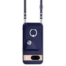 For Google Pixel 8a Organ Card Bag Ring Holder Phone Case with Long Lanyard(Blue) - 2