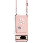 For Google Pixel 8a Organ Card Bag Ring Holder Phone Case with Long Lanyard(Pink) - 2