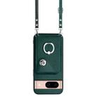 For Google Pixel 8a Organ Card Bag Ring Holder Phone Case with Long Lanyard(Green) - 2