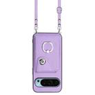 For Google Pixel 9 Organ Card Bag Ring Holder Phone Case with Long Lanyard(Purple) - 2