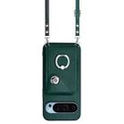 For Google Pixel 9 Organ Card Bag Ring Holder Phone Case with Long Lanyard(Green) - 2