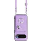 For Google Pixel 10 Pro XL Organ Card Bag Ring Holder Phone Case with Long Lanyard(Purple) - 2