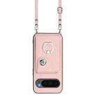 For Google Pixel 10 Pro XL Organ Card Bag Ring Holder Phone Case with Long Lanyard(Pink) - 2