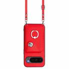 For Google Pixel 10 Pro XL Organ Card Bag Ring Holder Phone Case with Long Lanyard(Red) - 2