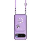 For Google Pixel 10 / 10 Pro Organ Card Bag Ring Holder Phone Case with Long Lanyard(Purple) - 2