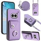 For Nothing Phone 2a Organ Card Bag Ring Holder Phone Case with Long Lanyard(Purple) - 1