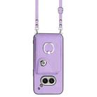 For Nothing Phone 2a Organ Card Bag Ring Holder Phone Case with Long Lanyard(Purple) - 2