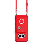 For Nothing Phone 2a Organ Card Bag Ring Holder Phone Case with Long Lanyard(Red) - 2