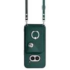 For Nothing Phone 2a Organ Card Bag Ring Holder Phone Case with Long Lanyard(Green) - 2