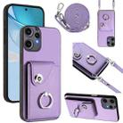 For Nothing CMF Phone 2 Pro Organ Card Bag Ring Holder Phone Case with Long Lanyard(Purple) - 1