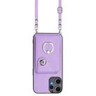 For Nothing CMF Phone 2 Pro Organ Card Bag Ring Holder Phone Case with Long Lanyard(Purple) - 2