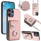 For Nothing CMF Phone 2 Pro Organ Card Bag Ring Holder Phone Case with Long Lanyard(Pink) - 1