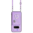 For Nothing Phone 3a Organ Card Bag Ring Holder Phone Case with Long Lanyard(Purple) - 2