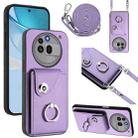 For Nothing Phone 3a Pro Organ Card Bag Ring Holder Phone Case with Long Lanyard(Purple) - 1