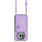 For Nothing Phone 3a Pro Organ Card Bag Ring Holder Phone Case with Long Lanyard(Purple) - 2