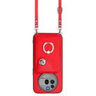 For Nothing Phone 3a Pro Organ Card Bag Ring Holder Phone Case with Long Lanyard(Red) - 2