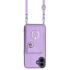 For Nothing CMF Phone 1 Organ Card Bag Ring Holder Phone Case with Long Lanyard(Purple) - 2