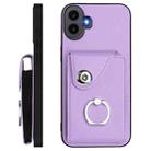 For Nothing CMF Phone 1 Organ Card Bag Ring Holder Phone Case with Long Lanyard(Purple) - 3