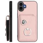 For Nothing CMF Phone 1 Organ Card Bag Ring Holder Phone Case with Long Lanyard(Pink) - 3