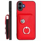 For Nothing CMF Phone 1 Organ Card Bag Ring Holder Phone Case with Long Lanyard(Red) - 3