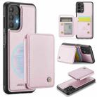 For Samsung Galaxy A13 4G JEEHOOD J05 Business Magnetic Style RFID Leather Phone Case(Pink) - 1