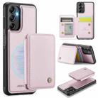 For Samsung Galaxy A14 4G / 5G JEEHOOD J05 Business Magnetic Style RFID Leather Phone Case(Pink) - 1