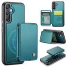 For Samsung Galaxy A35 5G JEEHOOD J05 Business Magnetic Style RFID Leather Phone Case(Blue Green) - 1