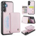 For Samsung Galaxy A55 5G JEEHOOD J05 Business Magnetic Style RFID Leather Phone Case(Pink) - 1