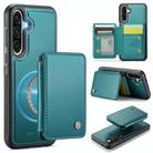 For Samsung Galaxy A56 5G JEEHOOD J05 Business Magnetic Style RFID Leather Phone Case(Blue Green) - 1