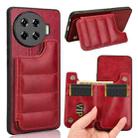 For Tecno Spark 20 Pro+ 4G Cow Pattern Sewing Card Bag Phone Case(Red) - 1