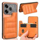 For Tecno Pova 6 Pro 5G Cow Pattern Sewing Card Bag Phone Case(Orange) - 1