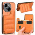 For Tecno Spark Go 1 Cow Pattern Sewing Card Bag Phone Case(Orange) - 1