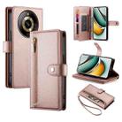 For Realme 11 Pro / 11 Pro+ Nine Card-slot Zipper Wallet Bag Leather Phone Case(Pink) - 1