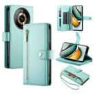For Realme 11 Pro / 11 Pro+ Nine Card-slot Zipper Wallet Bag Leather Phone Case(Mint Green) - 1
