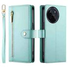 For Realme 11 4G Nine Card-slot Zipper Wallet Bag Leather Phone Case(Mint Green) - 2