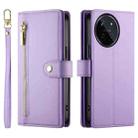 For Realme 11 4G Nine Card-slot Zipper Wallet Bag Leather Phone Case(Purple) - 2