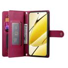 For Realme 11 5G / 11x Nine Card-slot Zipper Wallet Bag Leather Phone Case(Red) - 3