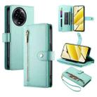 For Realme 11 5G / 11x Nine Card-slot Zipper Wallet Bag Leather Phone Case(Mint Green) - 1