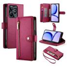 For Realme C53 / Narzo N53 4G Nine Card-slot Zipper Wallet Bag Leather Phone Case(Red) - 1