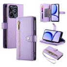 For Realme C53 / Narzo N53 4G Nine Card-slot Zipper Wallet Bag Leather Phone Case(Purple) - 1