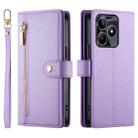 For Realme C53 / Narzo N53 4G Nine Card-slot Zipper Wallet Bag Leather Phone Case(Purple) - 2