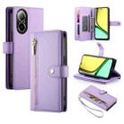 For Realme C67 4G Nine Card-slot Zipper Wallet Bag Leather Phone Case(Purple) - 1