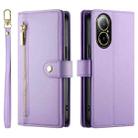 For Realme C67 4G Nine Card-slot Zipper Wallet Bag Leather Phone Case(Purple) - 2