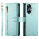 For Realme C55 / Narzo N55 Nine Card-slot Zipper Wallet Bag Leather Phone Case(Mint Green) - 2