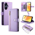 For Realme C55 / Narzo N55 Nine Card-slot Zipper Wallet Bag Leather Phone Case(Purple) - 1