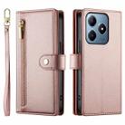 For Realme C63 Nine Card-slot Zipper Wallet Bag Leather Phone Case(Pink) - 2