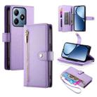 For Realme C63 Nine Card-slot Zipper Wallet Bag Leather Phone Case(Purple) - 1