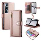 For Realme C65 Nine Card-slot Zipper Wallet Bag Leather Phone Case(Pink) - 1